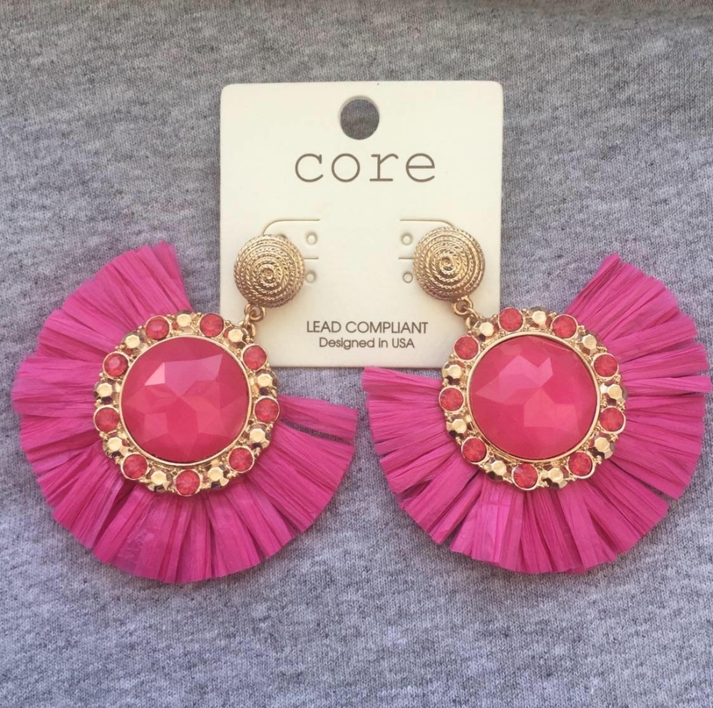 Core pink ruffled earrings. Pierced New Old Stock.